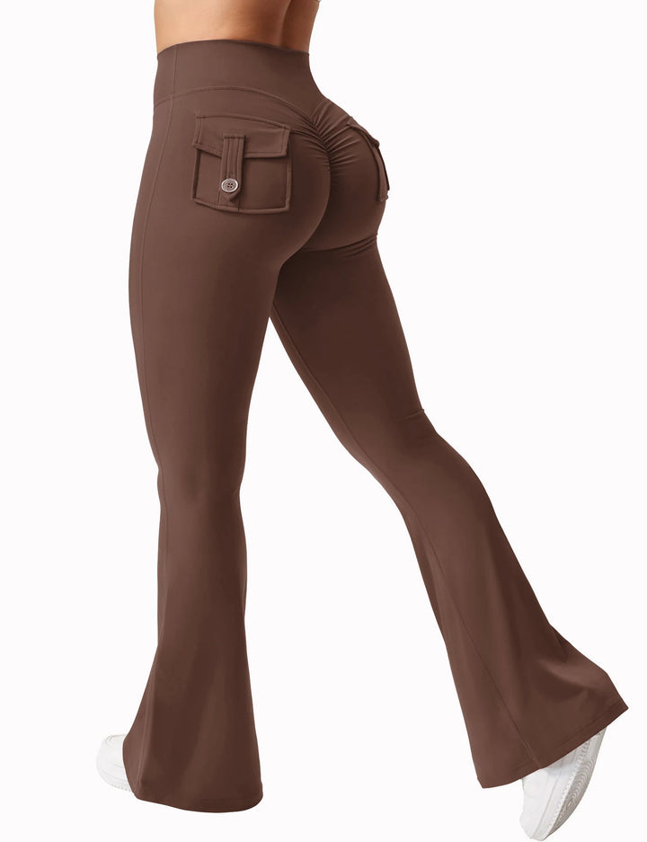 Women's Wide-Leg Yoga Leggings – High-Stretch, Bootcut Compression Pants with Pockets for Fitness & Workwear