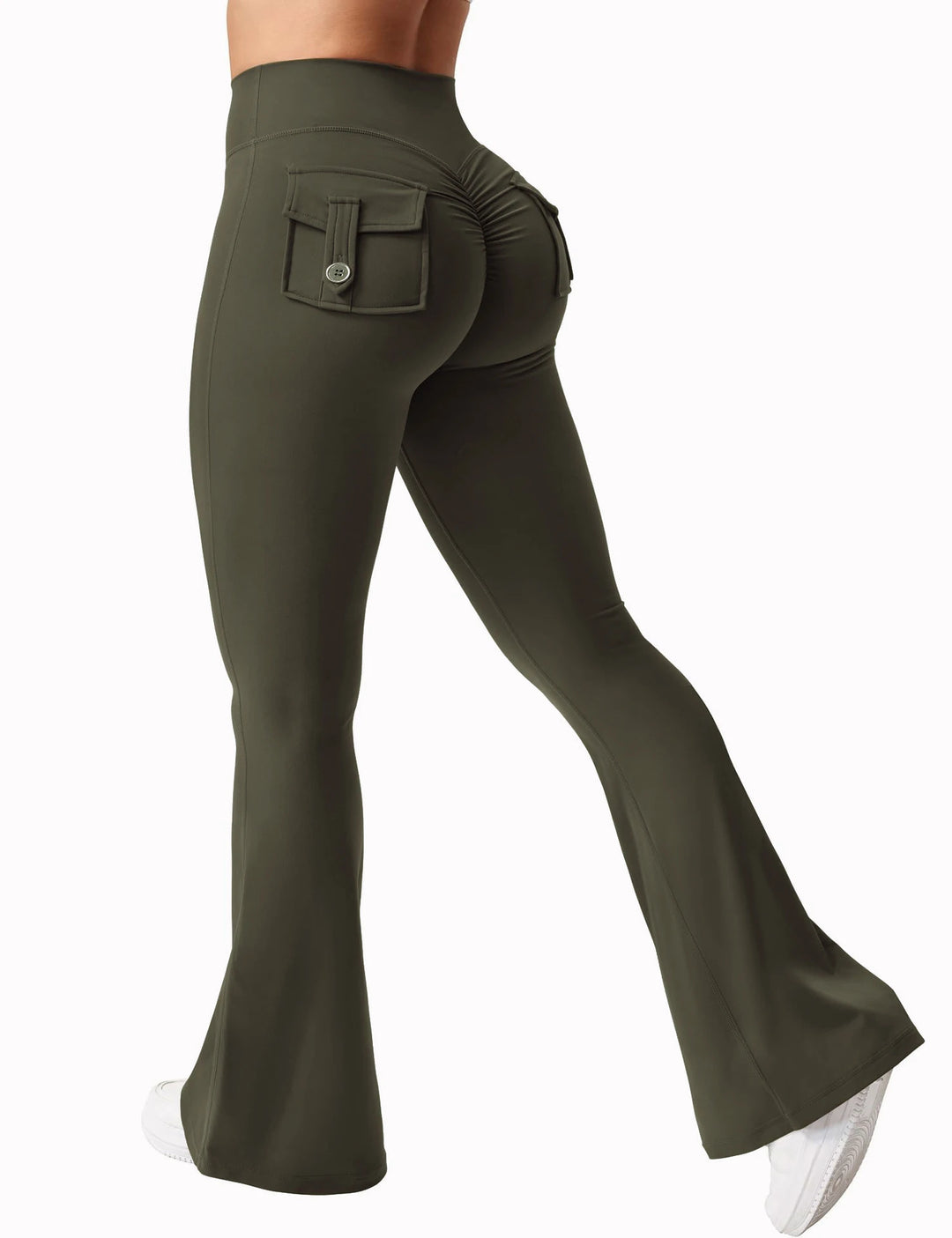Women's Wide-Leg Yoga Leggings – High-Stretch, Bootcut Compression Pants with Pockets for Fitness & Workwear
