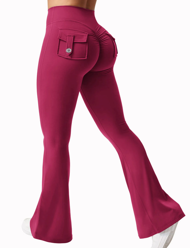 Women's Wide-Leg Yoga Leggings – High-Stretch, Bootcut Compression Pants with Pockets for Fitness & Workwear